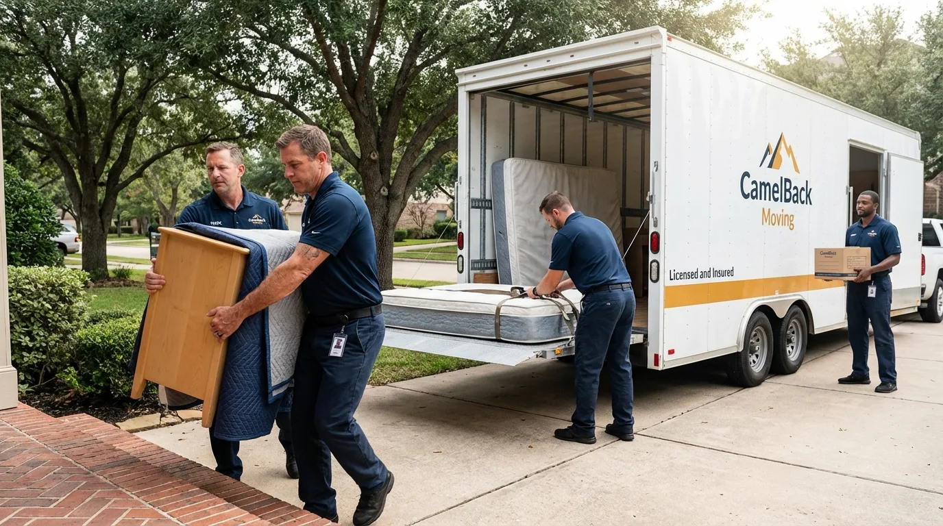 Crew loading residential truck for cross-state move from Cascade Locks, OR